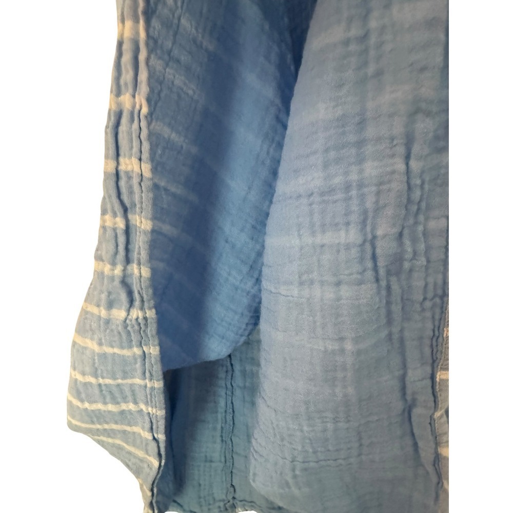 BeachLunchLounge Boho Beach Strappy Layered Blue Gauzy Cotton Dress Sz L Airy - Picture 6 of 10